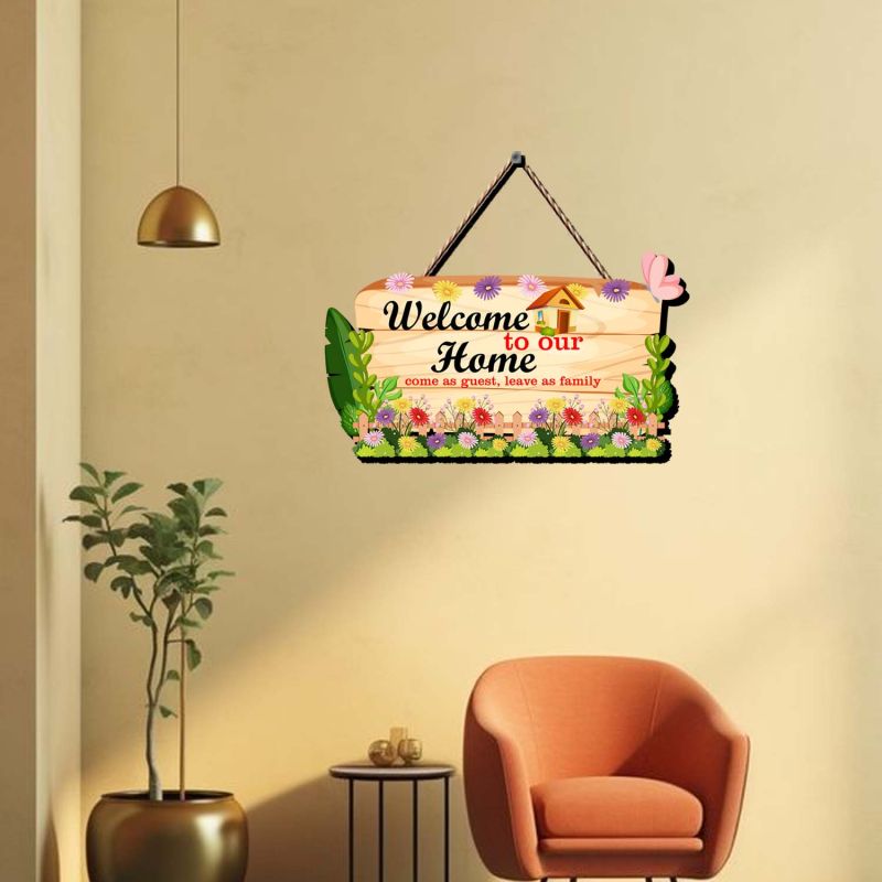 Welcome To Our Home Wooden Wall Hanging Decorative Items for Home Decor | Living Room | Modern House Decoration Item For Gift